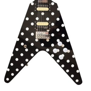 Custom Crown Randy Rhoads Flying V Black Polka Dots Electric Guitar