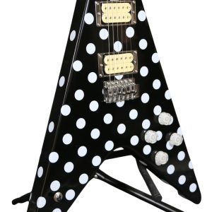 Custom Crown Randy Rhoads Flying V Black Polka Dots Guitar