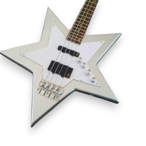 Custom Pulse Bootsy Silver Sparkle Star Space 4 String Rock Bass