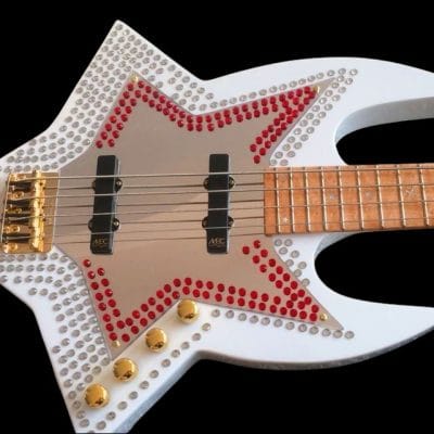 Custom Aurelius Red Bootsy Space 4 String Bass MEC Pickups Option - Image 7