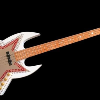 Custom Aurelius Red Bootsy Space 4 String Bass MEC Pickups Option - Image 9