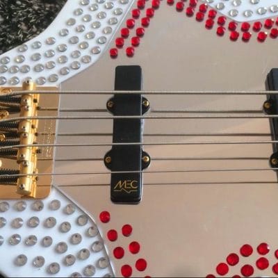 Custom Aurelius Red Bootsy Space 4 String Bass MEC Pickups Option - Image 15