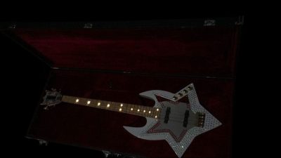 Custom Aurelius Red Bootsy Space 4 String Bass MEC Pickups Option - Image 12