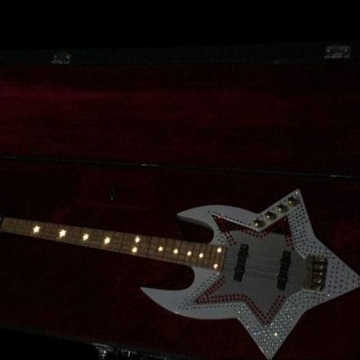 Custom Aurelius Red Bootsy Space 4 String Bass MEC Pickups Option - Image 12