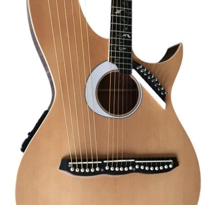 Custom Eclipse Harp Double Neck Tree of Life Inlay Acoustic Electric Guitar - Image 2
