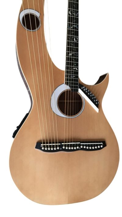 Custom Eclipse Harp Double Neck Tree of Life Inlay Acoustic Electric Guitar - Image 2
