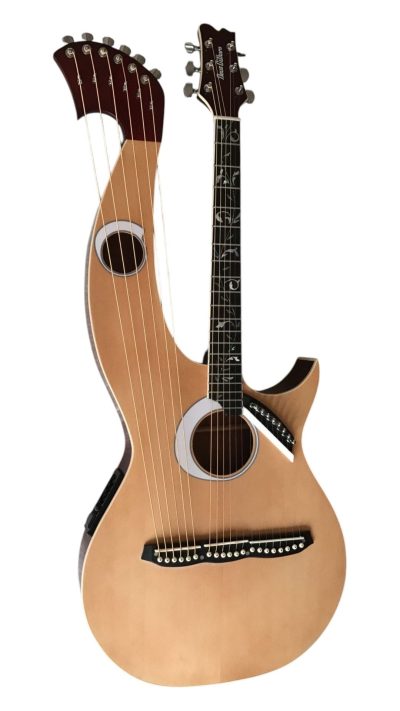 Custom Eclipse Harp Double Neck Tree of Life Inlay Acoustic Electric Guitar