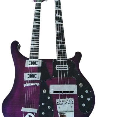 Custom Nova 4003 Double Neck Purple 4 String Bass 6 String Guitar - Image 10