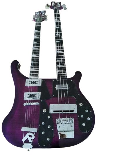 Custom Nova 4003 Double Neck Purple 4 String Bass 6 String Guitar - Image 10