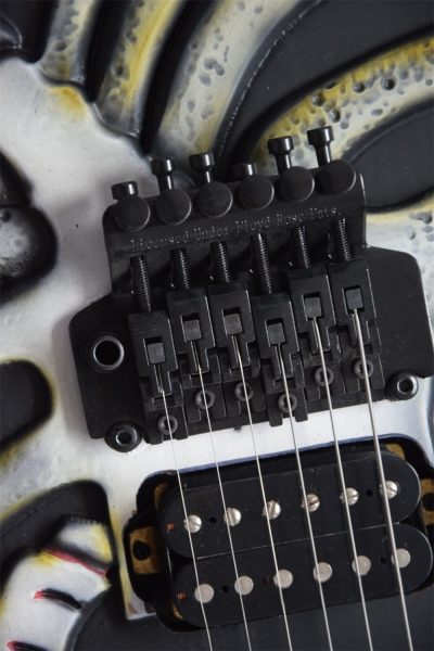 Custom Obsidian Carved Skull and Bones Electric Guitar - Image 4