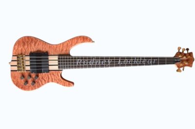 Custom Denver Smith Elite Quilted Maple 5 String Bass Ebony Finger Ramp - Image 2