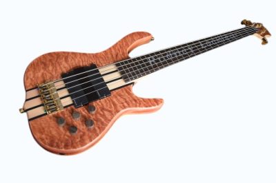Custom Denver Smith Elite Quilted Maple 5 String Bass Ebony Finger Ramp - Image 6