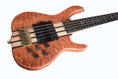 Custom Denver Smith Elite Quilted Maple 5 String Bass Ebony Finger Ramp - Image 7