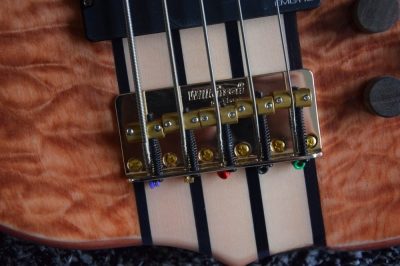 Custom Denver Smith Elite Quilted Maple 5 String Bass Ebony Finger Ramp - Image 9
