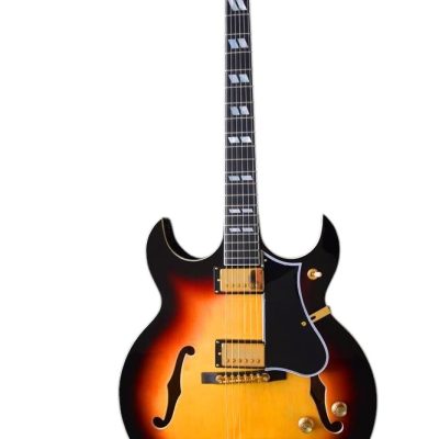 Custom Crown 1962 Barney Kessel Archtop Archtop Black Burst Yellow Guitar - Image 4