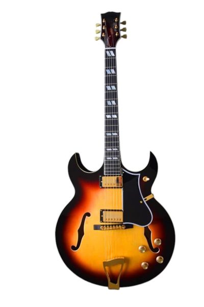 Custom Crown 1962 Barney Kessel Archtop Archtop Black Burst Yellow Guitar - Image 4