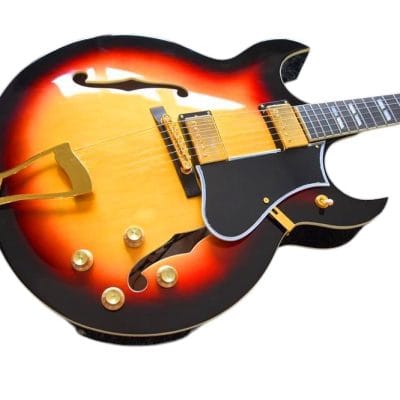 Custom Crown 1962 Barney Kessel Archtop Archtop Black Burst Yellow Guitar - Image 7