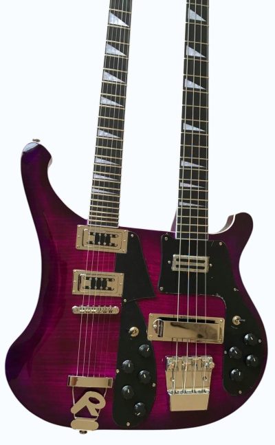 Custom Nova 4003 Double Neck Purple 4 String Bass 6 String Guitar