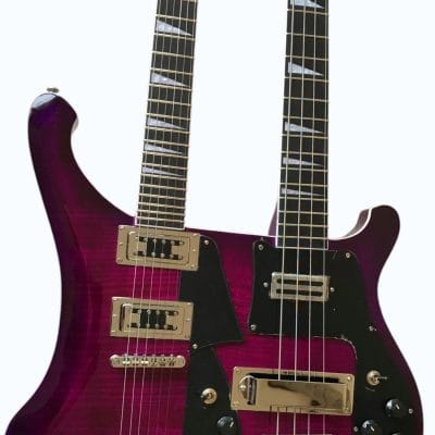 Custom Nova 4003 Double Neck Purple 4 String Bass 6 String Guitar - Image 3