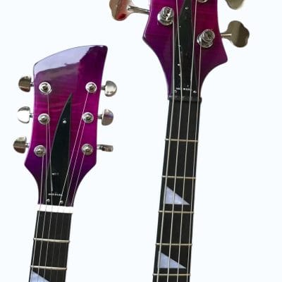 Custom Nova 4003 Double Neck Purple 4 String Bass 6 String Guitar - Image 4