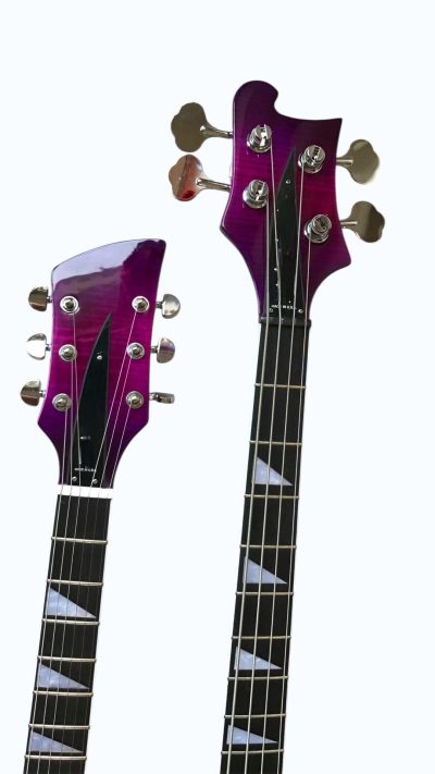 Custom Nova 4003 Double Neck Purple 4 String Bass 6 String Guitar - Image 4