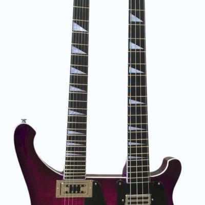 Custom Nova 4003 Double Neck Purple 4 String Bass 6 String Guitar - Image 5