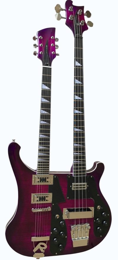 Custom Nova 4003 Double Neck Purple 4 String Bass 6 String Guitar - Image 5