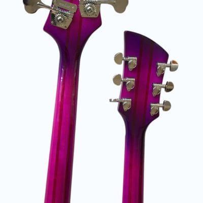 Custom Nova 4003 Double Neck Purple 4 String Bass 6 String Guitar - Image 7