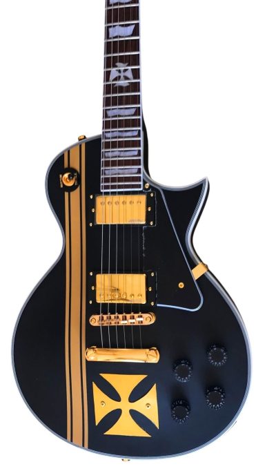Custom Obsidian JH Iron Cross Matte Black Guitar