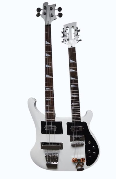 Custom Nova 4080 Geddy Lee Double Neck Arctic White 4 String Bass 12 String Guitar - Image 5