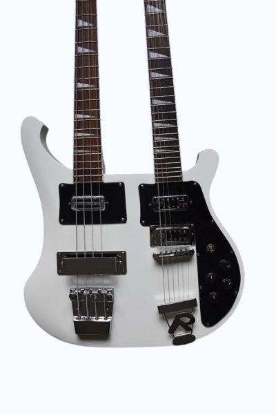 Custom Nova 4080 Geddy Lee Double Neck Arctic White 4 String Bass 12 String Guitar