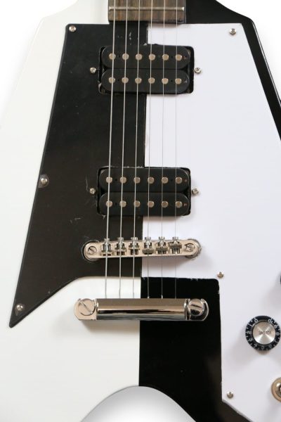 Custom Crown Rudolf Flying V Black White Guitar - Image 5
