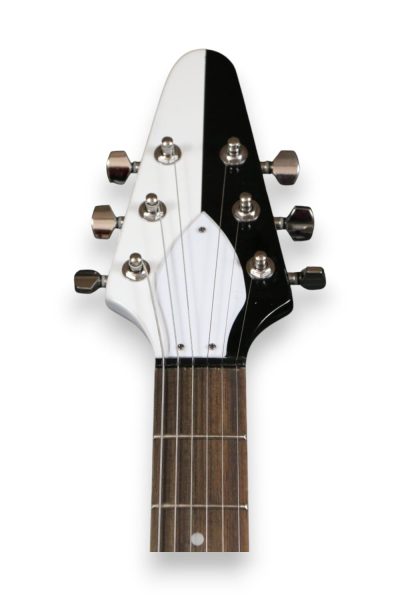 Custom Crown Rudolf Flying V Black White Guitar - Image 6