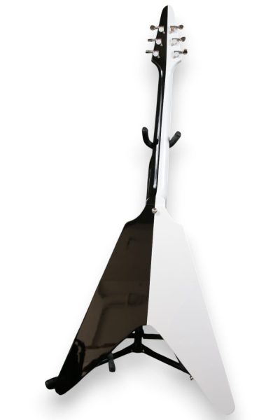 Custom Crown Rudolf Flying V Black White Guitar - Image 7