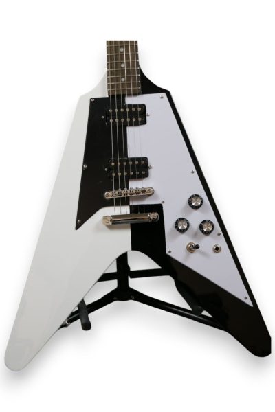 Custom Crown Rudolf Flying V Black White Guitar