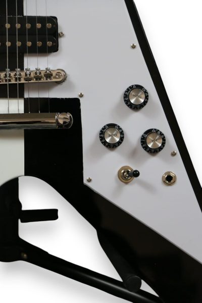 Custom Crown Rudolf Flying V Black White Guitar - Image 9