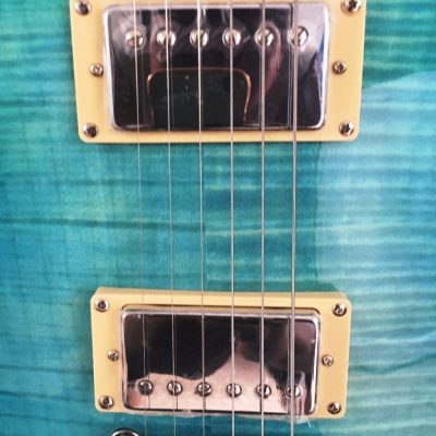 Custom Crown Teal Aqua Tiger Maple Top Guitar - Image 2