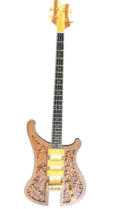 Custom Nova 4004 LK Natural Satin Carved Walnut Bass - Image 3
