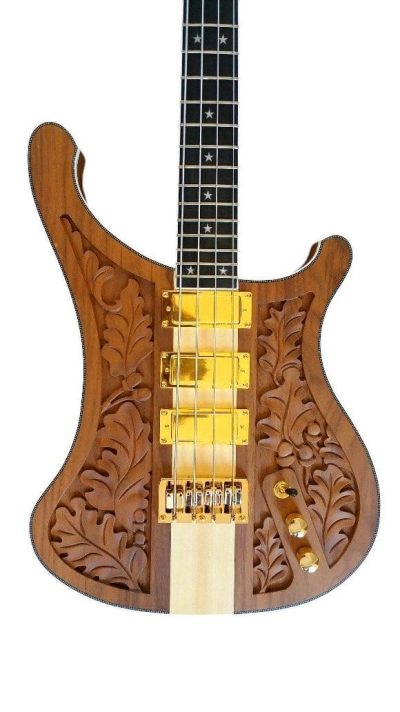 Custom Nova 4004 LK Natural Satin Carved Walnut Bass