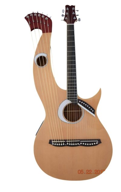 Custom Eclipse Harp Double Neck Natural Finish Acoustic Guitar
