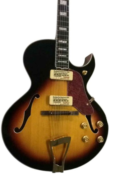 Custom Crown ES175 Vintage Sunburst Hollow Body Archtop Florentine Cutaway P90 Pickups Guitar