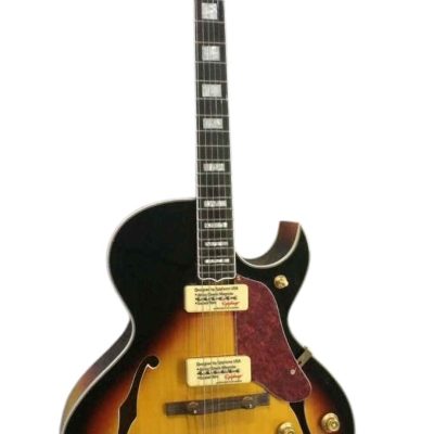 Custom Crown ES175 Vintage Sunburst Hollow Body Archtop Florentine Cutaway P90 Pickups Guitar - Image 3