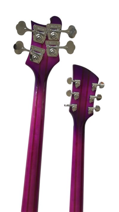 Custom Nova 4080 Geddy Lee Double Neck Purple Flame Maple Top 4 String Bass 6 String Guitar - Image 6