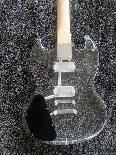 Custom Crown SG Plexiglass Acrylic Body Rosewood Fretboard Led Guitar - Image 2