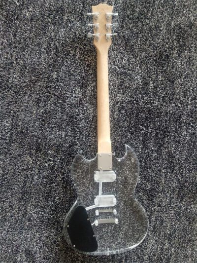 Custom Crown SG Plexiglass Acrylic Body Rosewood Fretboard Led Guitar - Image 7
