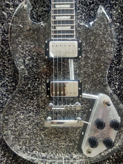 Custom Crown SG Plexiglass Acrylic Body Rosewood Fretboard Led Guitar - Image 11