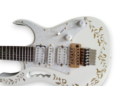 Custom Axis SVAI Jem Gold Flower Design White Electric Guitar - Image 2