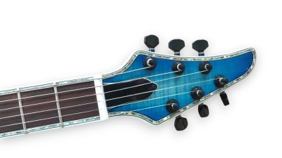 Custom Onyx Regius Blue Burst Flame Maple 8 String Guitar - Image 6