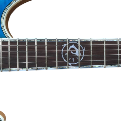 Custom Onyx Regius Blue Burst Flame Maple 8 String Guitar - Image 7