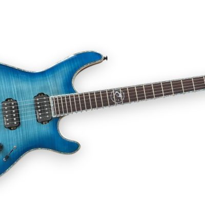 Custom Onyx Regius Blue Burst Flame Maple 8 String Guitar - Image 8